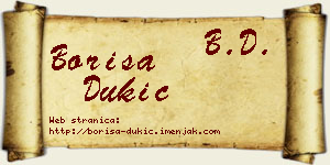 Boriša Dukić vizit kartica